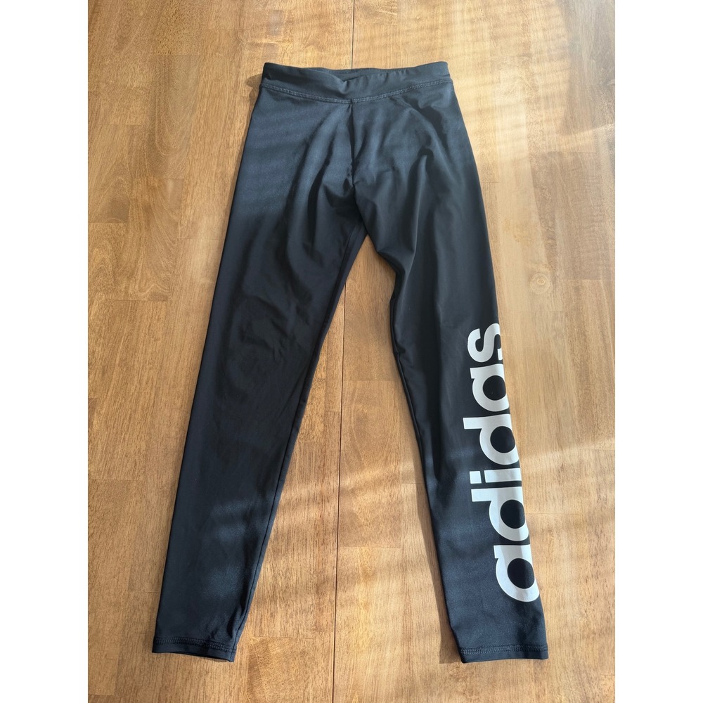Adidas Girls Black Logo Leggings Athletic Tights Size M 10/12